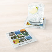 Personalisierter Text und Foto Collage Hawaii Glasuntersetzer (Schrägansicht)