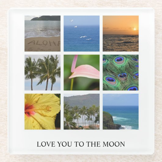Personalisierter Text und Foto Collage Hawaii Glasuntersetzer (Vorderseite)