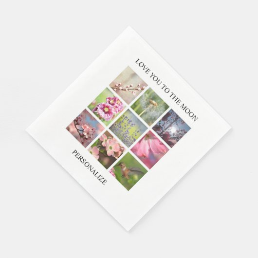 Personalisierter Text und FotoCollage Serviette (Ecke)