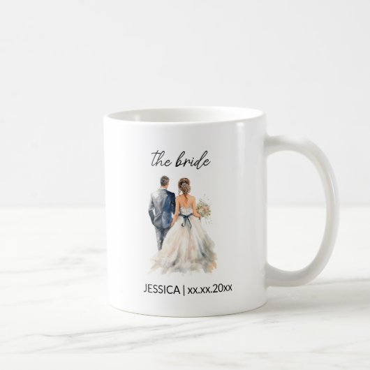Personalisierter Text und Name Hochzeit Kaffeetasse (Rechts)
