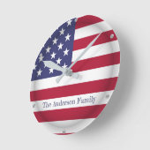 Personalisierter TEXT USA Proof American Flag Coun Runde Wanduhr (Winkel)