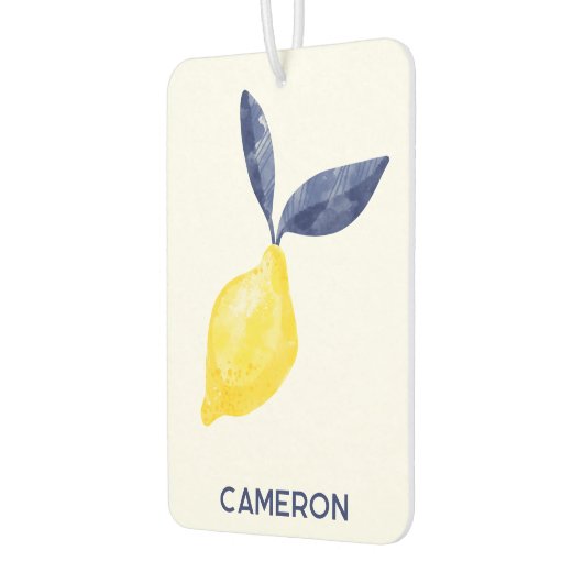 Personalisierter Text von Wasserfarben-Zitronen Autolufterfrischer (Links)