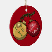 Personalisierter Text Weihnachtsbaum Baubles Carto Keramikornament (Rechts)