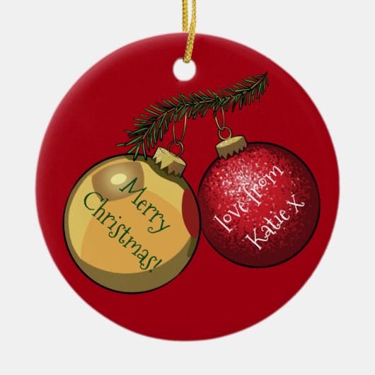 Personalisierter Text Weihnachtsbaum Baubles Carto Keramikornament (Vorne)