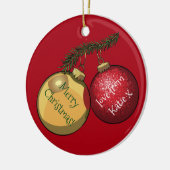 Personalisierter Text Weihnachtsbaum Baubles Carto Keramikornament (Links)
