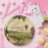 Personalisierter Text Wein Land Heißluftballon Pappteller (Party)