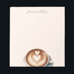 Personalisierter Texteditor mit Latte Notizblock<br><div class="desc">Bleibe organisiert und füge mit unserem Personalisierten Coffee-Themed Notepad eine Touch von Kaffee-inspiriert Charme zu deinen täglichen Noten hinzu. Dieses Notizblock mit einer wunderschönen Aquarellbilderzeichnung eines Lattes mit herzenförmigen Schaumstoffen eignet sich perfekt für Kaffeefans. Passen Sie es mit Ihrem Namen oder einem personalisierten Gruß an, um es einzigartig zu machen....</div>