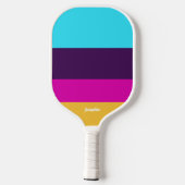 Personalisierter Textname für den Farbblock Spaß Pickleball Schläger (Rückseite)