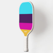 Personalisierter Textname für den Farbblock Spaß Pickleball Schläger (Links)