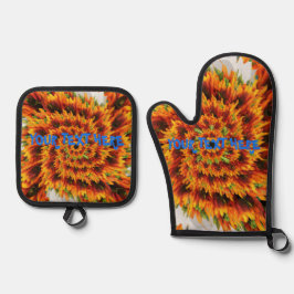 Personalisierter Textname Sonnenblume Swirft Gesch Ofenhandschuh & Topflappen-Set