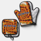 Personalisierter Textname Sonnenblume Swirft Gesch Ofenhandschuh & Topflappen-Set (Vorderseite/Rückseite)