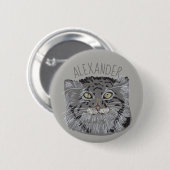 Personalisierter Tibetaner Pallas Katzen-Knopf im Button (Vorne & Hinten)