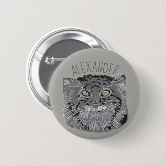 Personalisierter Tibetaner Pallas Katzen-Knopf im Button (Vorne & Hinten)