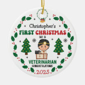 Personalisierter Tierarzt Erster Weihnachtsbaum Keramik Ornament (Vorne)