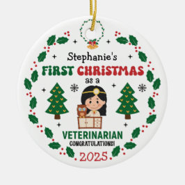 Personalisierter Tierarzt Erster Weihnachtsbaum Keramik Ornament