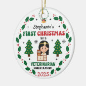 Personalisierter Tierarzt Erster Weihnachtsbaum Keramik Ornament (Links)