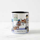 Personalisierter Tierarzt - Männlicher Cartoon Zweifarbige Tasse (Mittel)