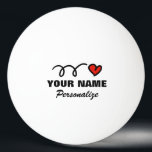 Personalisierter Tischtennisball für Tischtennis<br><div class="desc">Personalisierte Tischtennisbälle mit rotem Herzen für Tischtennis. Geben Sie Namen,  Anführungszeichen oder Monogramm ein. Niedliche Geschenkidee für Spieler und Sporttrainer. Spiele für Männer,  Frauen und Kinder. Romantische Liebe Symbol Design. Auch ideal für Hochzeitsspiele.</div>