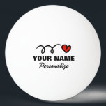Personalisierter Tischtennisball für Tischtennis<br><div class="desc">Personalisierte Tischtennisbälle mit rotem Herzen für Tischtennis. Geben Sie Namen,  Anführungszeichen oder Monogramm ein. Niedliche Geschenkidee für Spieler und Sporttrainer. Spiele für Männer,  Frauen und Kinder. Romantische Liebe Symbol Design. Auch ideal für Hochzeitsspiele.</div>