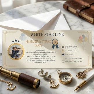 Personalisierter Titanic-An Bord Pass Geburtstag Einladung