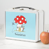 Personalisierter Toadstol, Elf & Dragonfly Metall Brotdose (Beispiel)