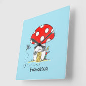 Personalisierter Toadstol, Elf & Dragonfly Quadratische Wanduhr (Winkel)