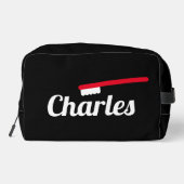 Personalisierter Toilettenbeutel mit rotem Zahnbür Waschbeutel (Rückseite)