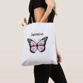 Personalisierter Totbeutel mit rosa Schmetterling Tasche (Von Nahem)