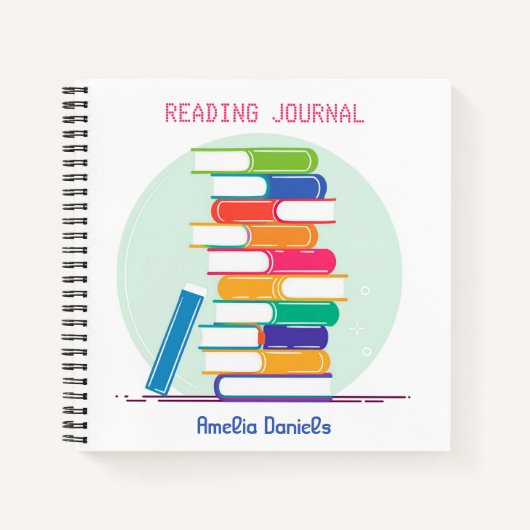 Personalisierter Tower of Books Reading Journal Notizblock (Vorderseite)