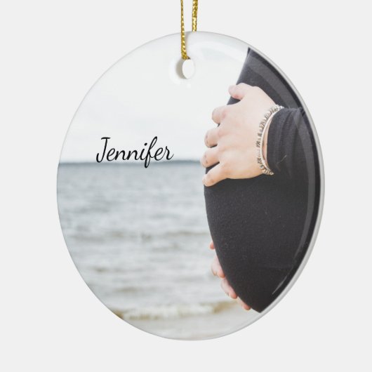 Personalisierter trächtiger Bauch Keramik Ornament (Links)