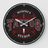 Personalisierter traditioneller Stil Tätowierstudi Große Wanduhr (Vorderseite)