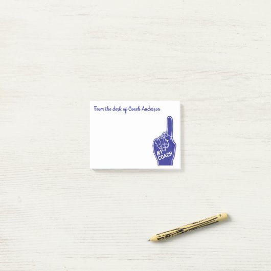 Personalisierter Trainer-Schaum-Finger der Post-it Klebezettel (Auf Schreibtisch)