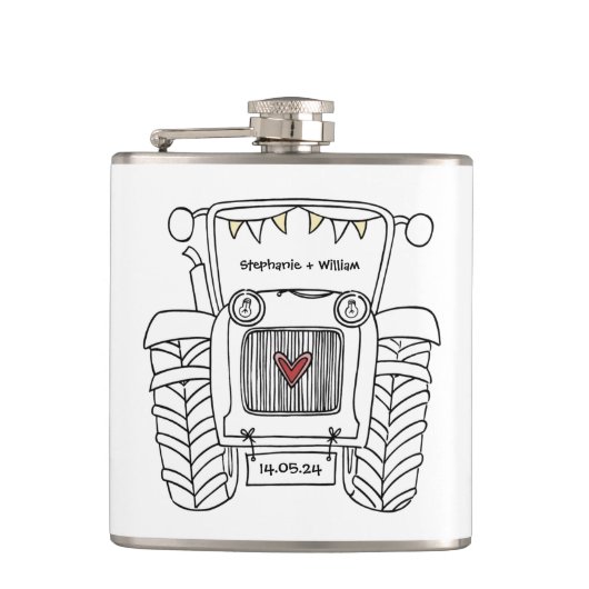 Personalisierter Traktor Flachmann (Vorderseite)