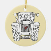 Personalisierter Traktor Weihnachtsdekoration Keramik Ornament (Vorne)