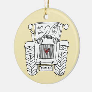 Personalisierter Traktor Weihnachtsdekoration Keramik Ornament