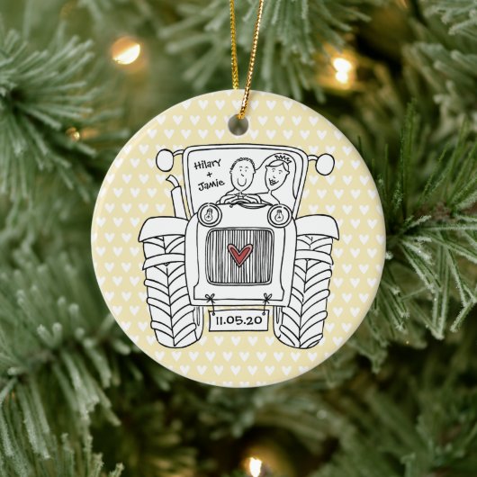 Personalisierter Traktor Weihnachtsdekoration Keramik Ornament (Baum)