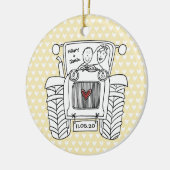Personalisierter Traktor Weihnachtsdekoration Keramik Ornament (Links)