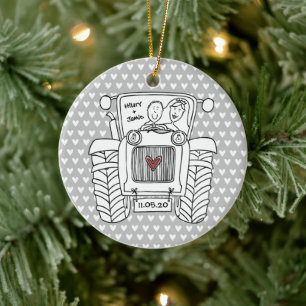 Personalisierter Traktor Weihnachtsdekoration Keramik Ornament