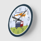 Personalisierter Transport Kinderuhr Runde Wanduhr (Winkel)