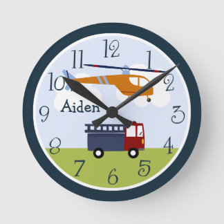 Personalisierter Transport Kinderuhr Runde Wanduhr
