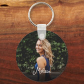 Personalisierter Traum glauben Foto erreichen Schlüsselanhänger (Rückseite)