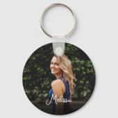 Personalisierter Traum glauben Foto erreichen Schlüsselanhänger (Rückseite)