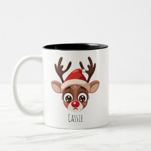 Personalisierter trauriger Rentier-Becher – Gesche Zweifarbige Tasse