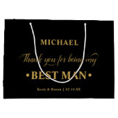 Personalisierter Trauzeuge Black and Gold Vielen D Große Geschenktüte (Rückseite)