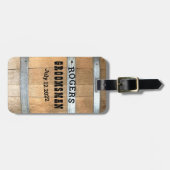 Personalisierter Trauzeuge Bourbon Barrel Gepäckanhänger (Vorderseite horizontal)