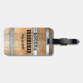 Personalisierter Trauzeuge Bourbon Barrel Gepäckanhänger (Rückseite horizontal)