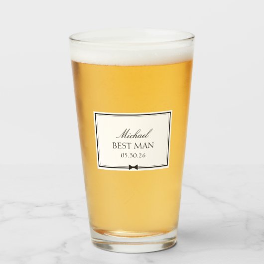 Personalisierter Trauzeuge Bowtie Wedding Party-Ge Glas (Vorne (Gefüllt))