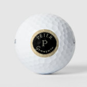 Personalisierter Trauzeuge der Black Gold Monogram Golfball (Vorderseite)