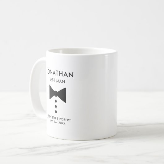 Personalisierter Trauzeuge Geschenk Moderne Tuxedo Kaffeetasse (Vorderseite Links)