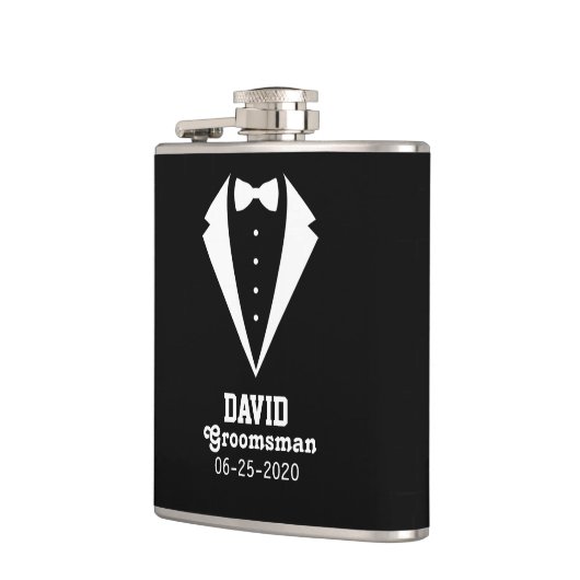 Personalisierter Trauzeuge-Geschenk Schwarz Flachmann (Links)